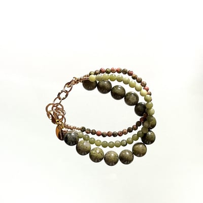Bijoux bracelet agate unakite vert atelier charente maritime